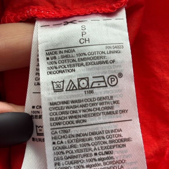 Old Navy Women Red Aztec Boho Embroidered Pullover Mini Dress Gauze Small E188 - Picture 9 of 10